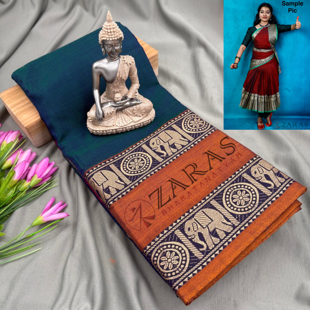Ready-to-wear Dance Practice Sarees – Pre-Stitched (Set of 3 Pcs – Skirt, Pallu & Side Fan without Blouse) D Elephant