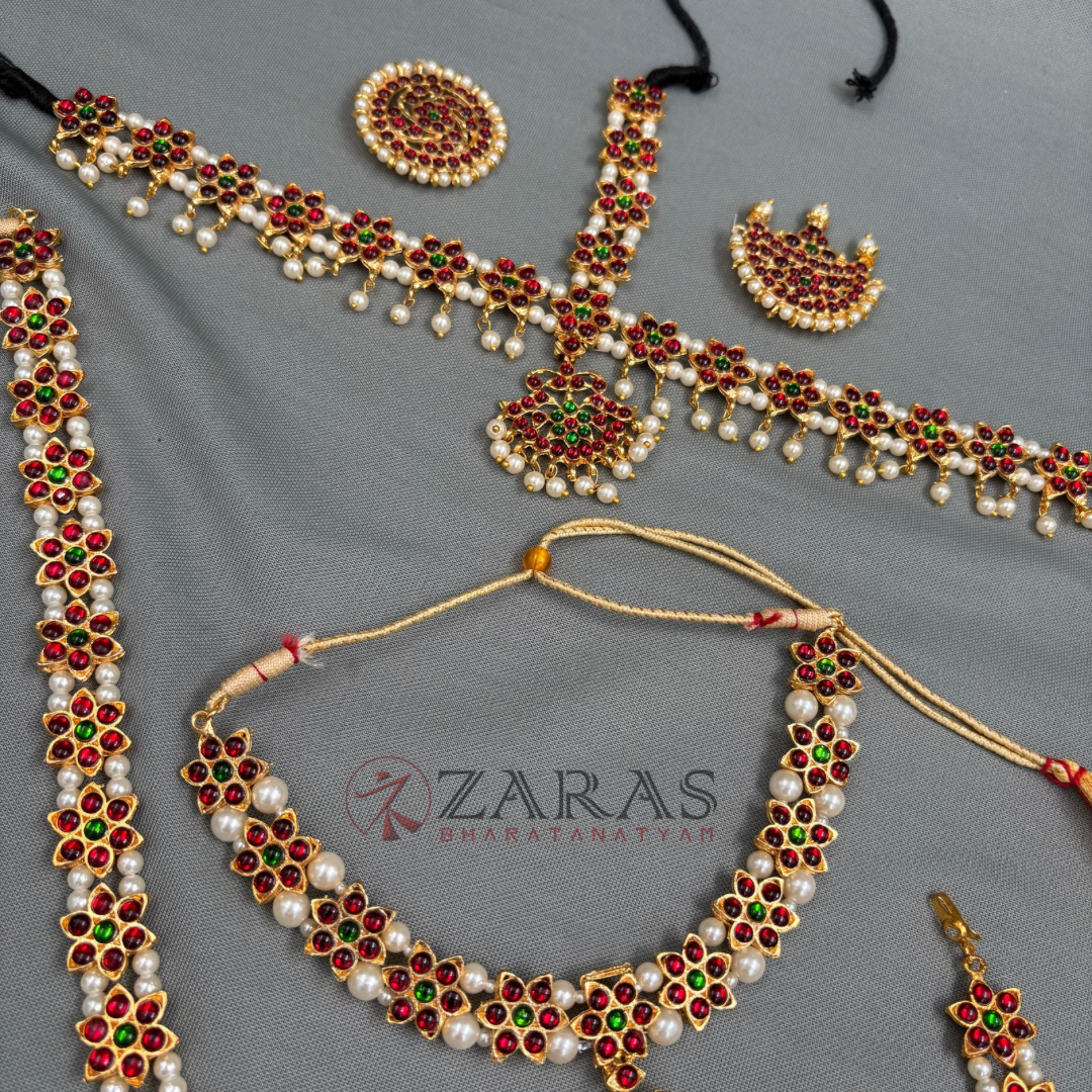 Bharatanatyam Dance Jewellery - Flower Full Set RG Kemp CS