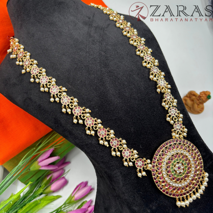 Bharatanatyam Dance Premium Jewellery - Round Flower PG Kemp CS Haaram / Long Chain Beads
