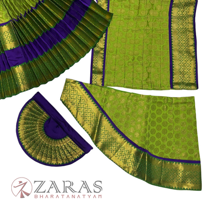 Bharatanatyam Dance Readymade Costume - Violet with L Green Brocade Combination