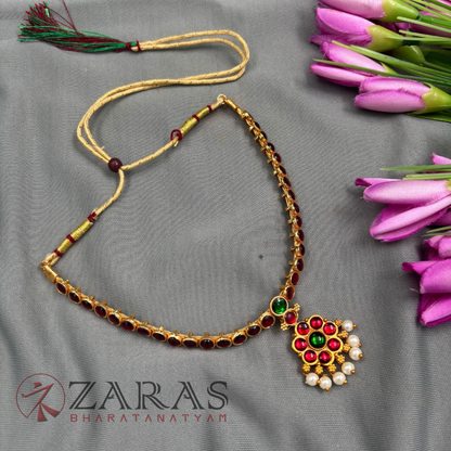 Bharatanatyam Dance Jewellery - Necklace Attigai Red Kemp Design