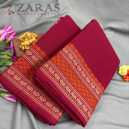 Bharatanatyam Dance Practice Saree - Maroon with Gold Manga Border (6 meter)