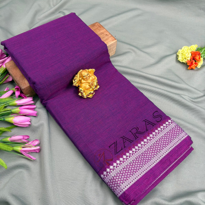 Bharatanatyam Dance Practice Saree - Purple with White Gopuram Diamond Border