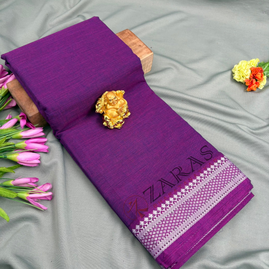 Bharatanatyam Dance Practice Saree - Purple with White Gopuram Diamond Border