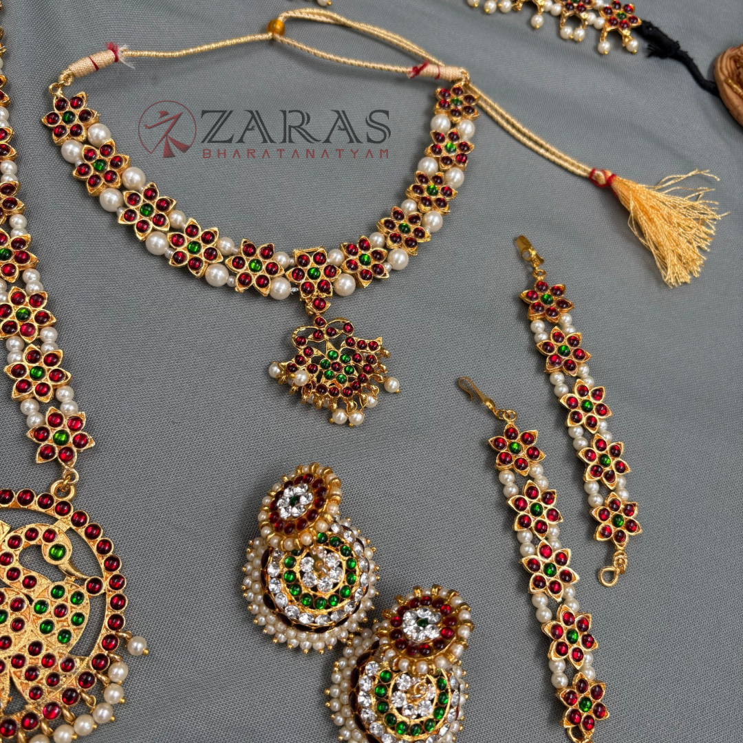 Bharatanatyam Dance Jewellery - Flower Full Set RG Kemp CS