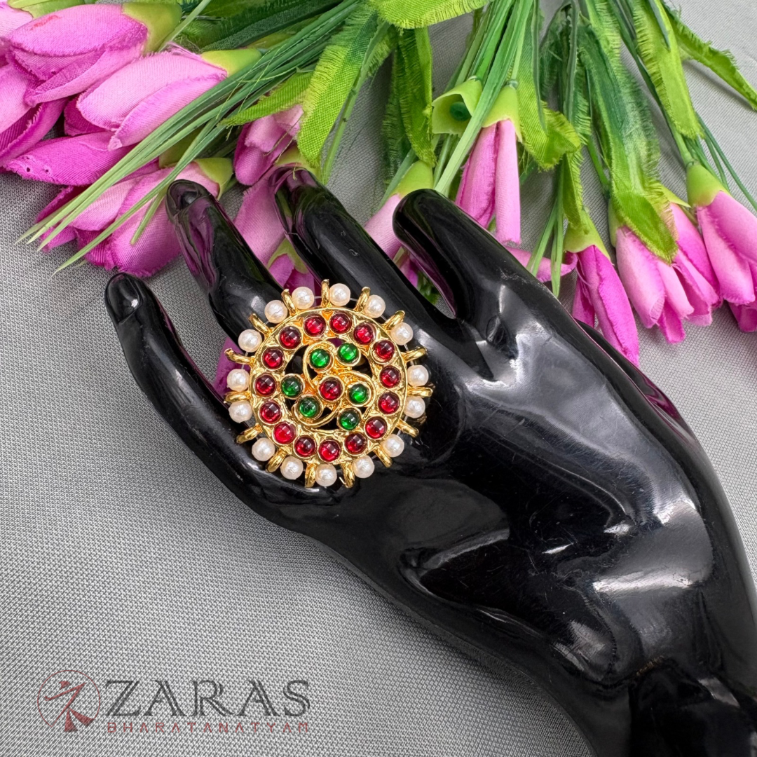 Bharatanatyam Dance Jewellery - Finger Ring RG Kemp Big (Adjustable)