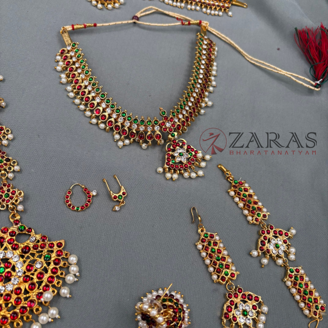 Bharatanatyam Dance Jewellery - Flower & Natraj Full Set RG Kemp CG
