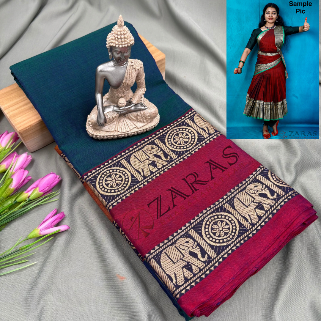 Ready-to-wear Dance Practice Sarees – Pre-Stitched (Set of 3 Pcs – Skirt, Pallu & Side Fan without Blouse) D Elephant