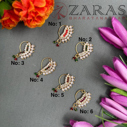 Bharatanatyam Dance Jewellery - Manga Nathu Multi Stone (Left Side)