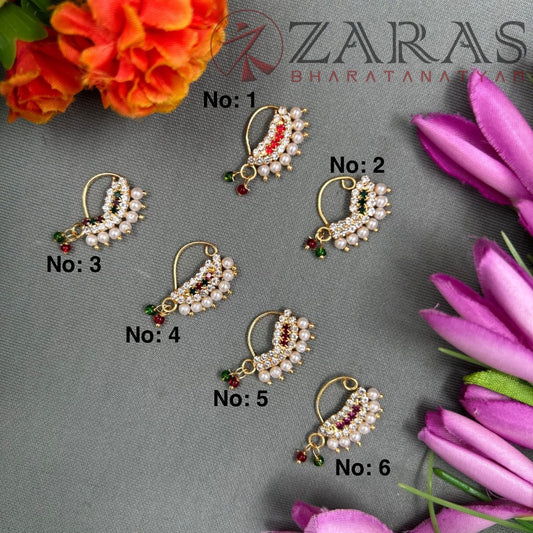 Bharatanatyam Dance Jewellery - Manga Nathu Multi Stone (Left Side)