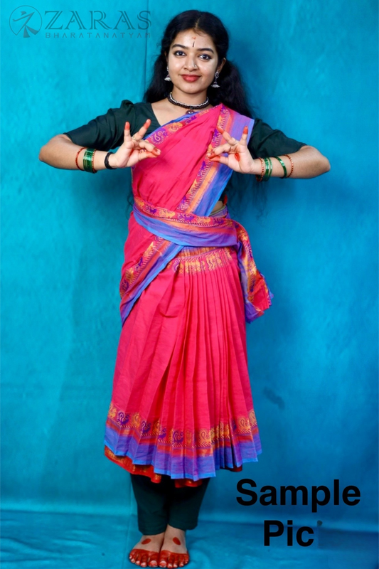 Readymade Dance Practice Sarees - Ready-to-Wear Dance Practice Sarees (Without Blouse & Pant) S Peacock Border
