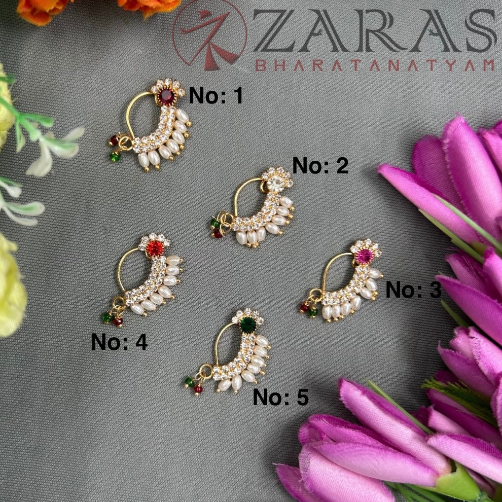 Bharatanatyam Dance Jewellery - Manga Nathu Multi Stone (Left Side)