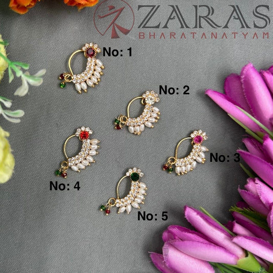 Bharatanatyam Dance Jewellery - Manga Nathu Multi Stone (Left Side)