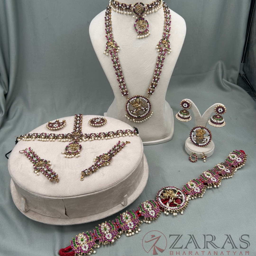 Bharatanatyam Dance Jewellery Alankara Full set - Lotus & Nadaraj Design PG Kemp CS