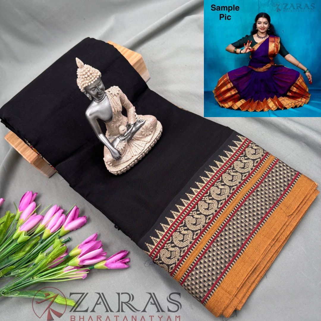 Ready-to-wear Dance Practice Sarees – Pre-Stitched (Set of 3 Pcs – Skirt, Pallu & Side Fan without Blouse) Peacock