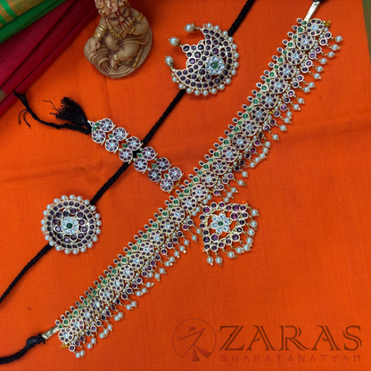 Bharatanatyam Dance Premium Jewellery - Headset Manga & Leaf PG Kemp Beads CS