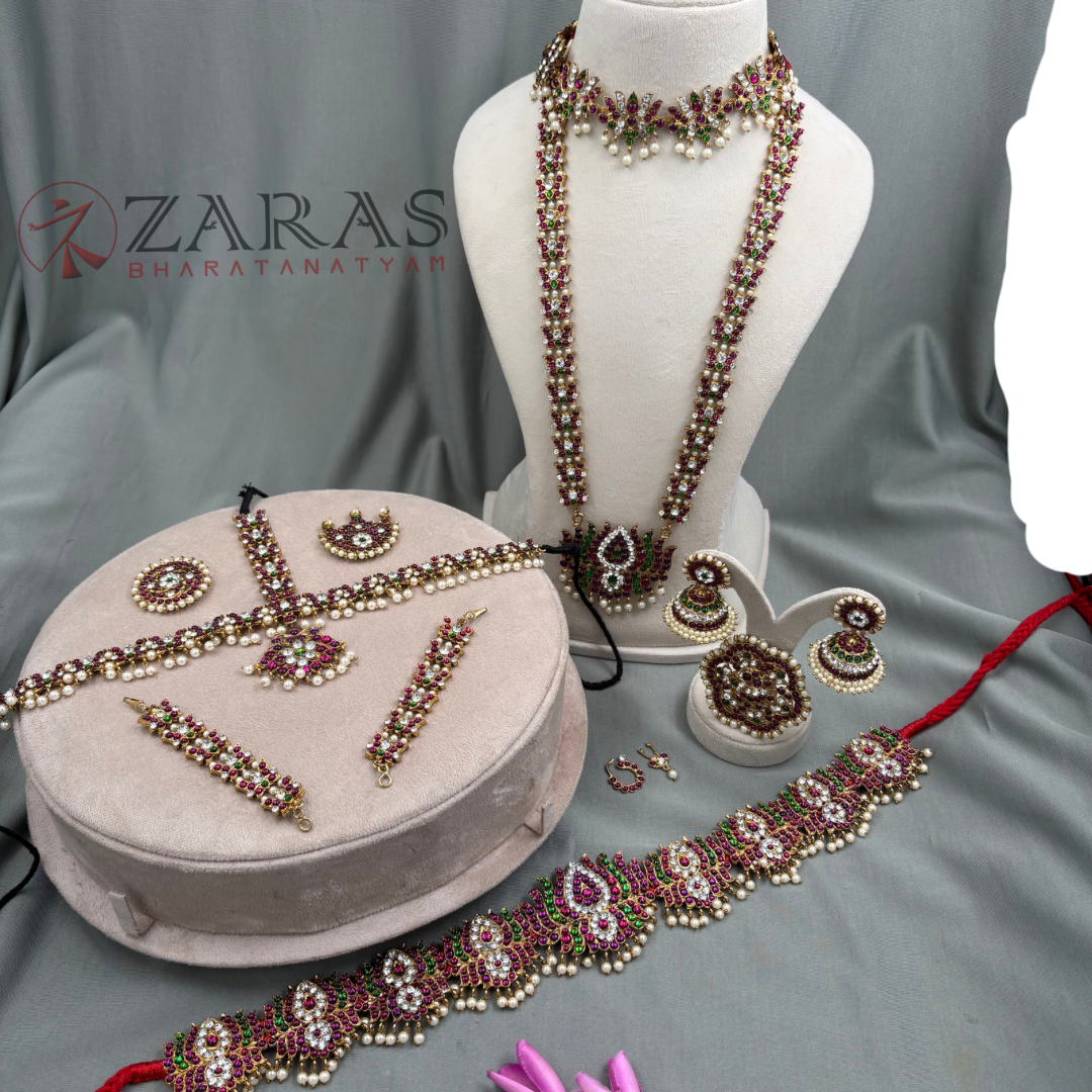 Bharatanatyam Dance Jewellery Alankara Full set - Lotus Design PG Kemp CS