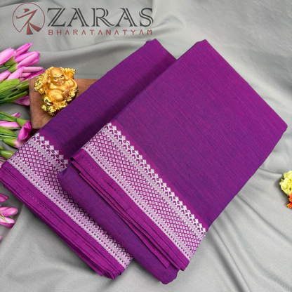Bharatanatyam Dance Practice Saree - Purple with White Gopuram Diamond Border