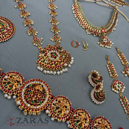 Bharatanatyam Dance Jewellery - Flower & Natraj Full Set RG Kemp CG