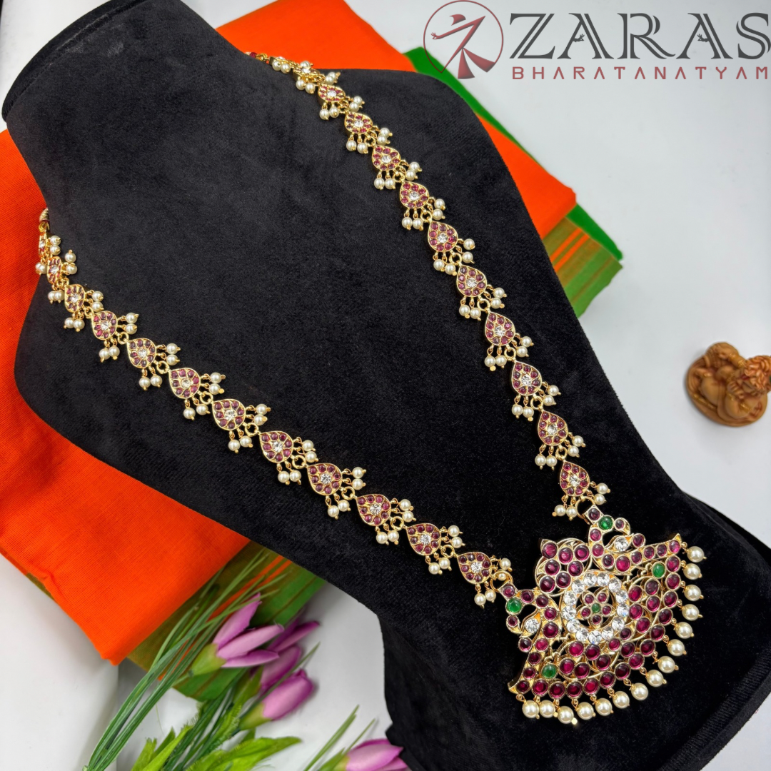 Bharatanatyam Dance Premium Jewellery - Padak & Thilagam PG Kemp CS Haaram / Long Chain Beads