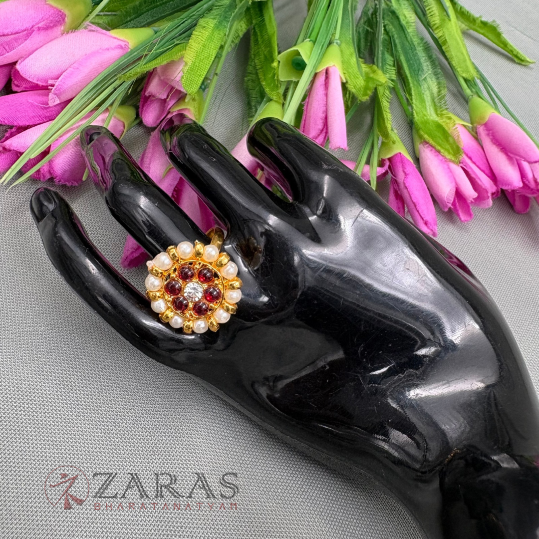 Bharatanatyam Dance Jewellery - Finger Ring RG Kemp Small (Adjustable)