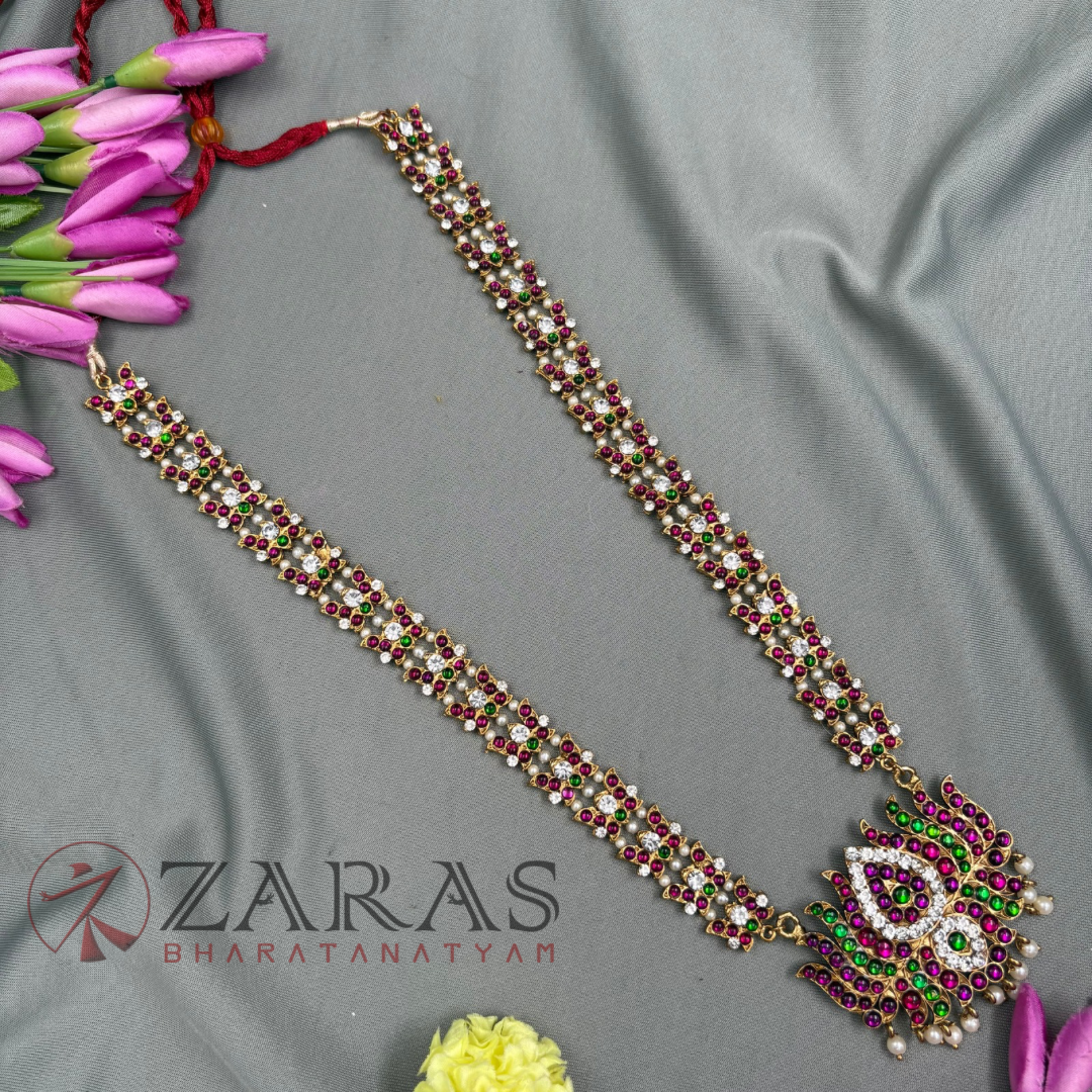 Bharatanatyam Dance Jewellery Alankara Haaram - Lotus PG Kemp CS Long Haaram