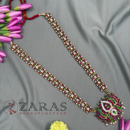 Bharatanatyam Dance Jewellery Alankara Haaram - Lotus PG Kemp CS Long Haaram