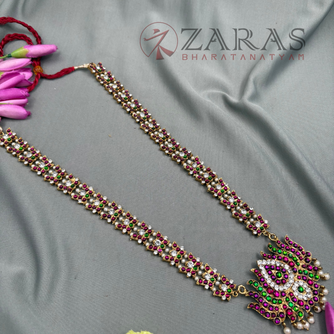 Bharatanatyam Dance Jewellery Alankara Haaram - Lotus PG Kemp CS Long Haaram