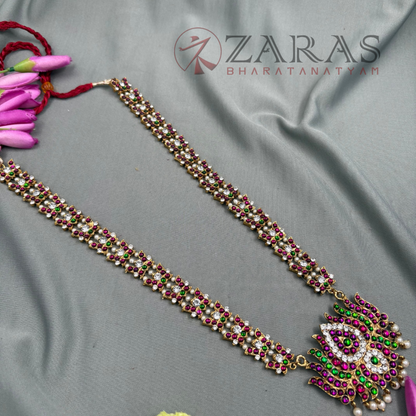 Bharatanatyam Dance Jewellery Alankara Haaram - Lotus PG Kemp CS Long Haaram