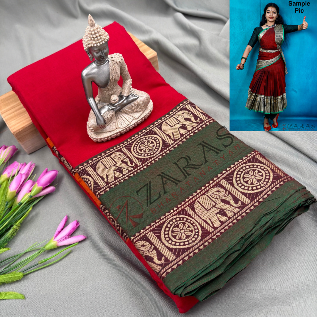 Ready-to-wear Dance Practice Sarees – Pre-Stitched (Set of 3 Pcs – Skirt, Pallu & Side Fan without Blouse) D Elephant