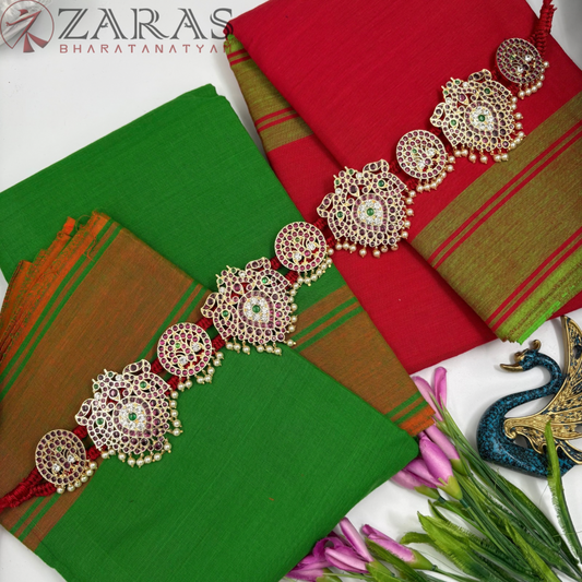 Bharatanatyam Dance Premium Jewellery - Peacock Leaf PG Kemp CS Hip Belt (Ottiyanam)
