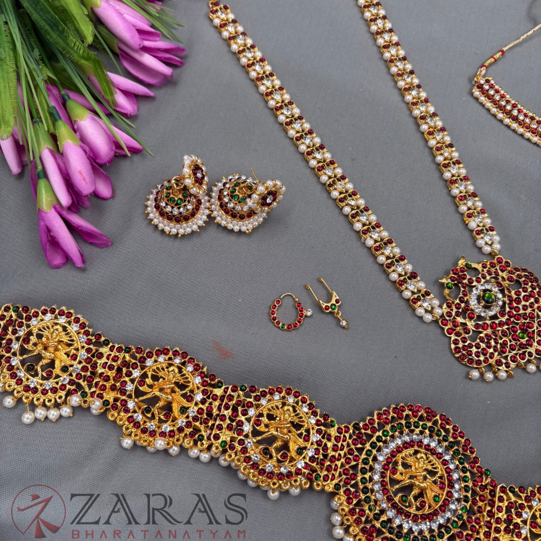 Bharatanatyam Dance Jewellery - Sow, Leaf & Natraj Full Set RG Kemp CG
