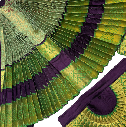Bharatanatyam Dance Readymade Costume - Wine with Pista Green Brocade Combination
