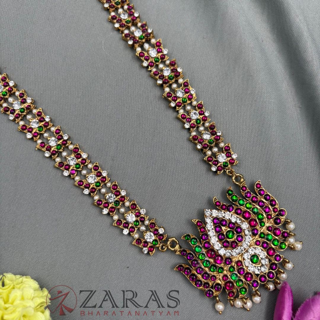 Bharatanatyam Dance Jewellery Alankara Haaram - Lotus PG Kemp CS Long Haaram