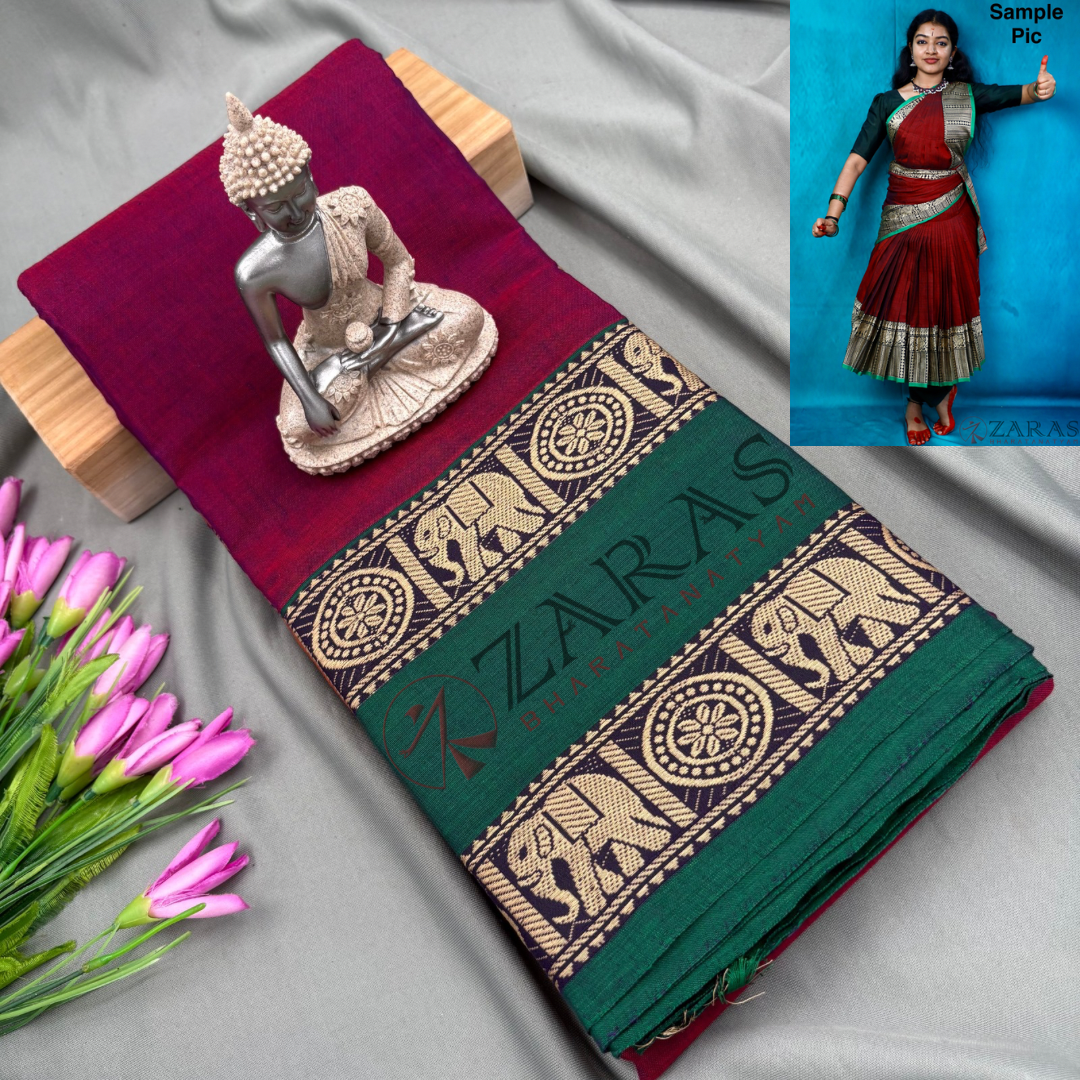 Ready-to-wear Dance Practice Sarees – Pre-Stitched (Set of 3 Pcs – Skirt, Pallu & Side Fan without Blouse) D Elephant