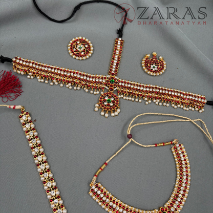 Bharatanatyam Dance Jewellery - Sow, Leaf & Natraj Full Set RG Kemp CG