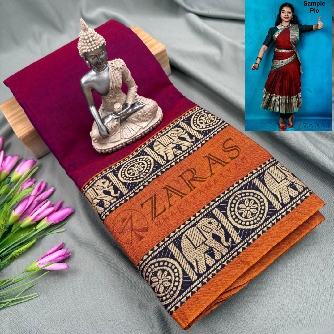 Ready-to-wear Dance Practice Sarees – Pre-Stitched (Set of 3 Pcs – Skirt, Pallu & Side Fan without Blouse) D Elephant