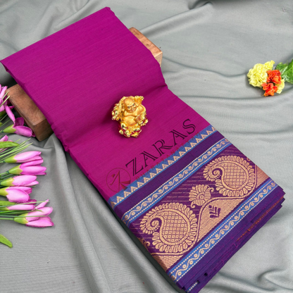 Bharatanatyam Dance Practice Saree - Purple with Purple Manga Border (6 meter)