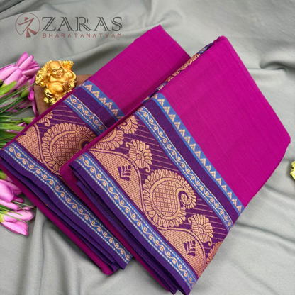 Bharatanatyam Dance Practice Saree - Purple with Purple Manga Border (6 meter)