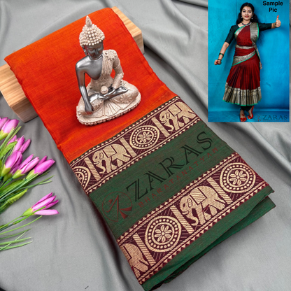Ready-to-wear Dance Practice Sarees – Pre-Stitched (Set of 3 Pcs – Skirt, Pallu & Side Fan without Blouse) D Elephant