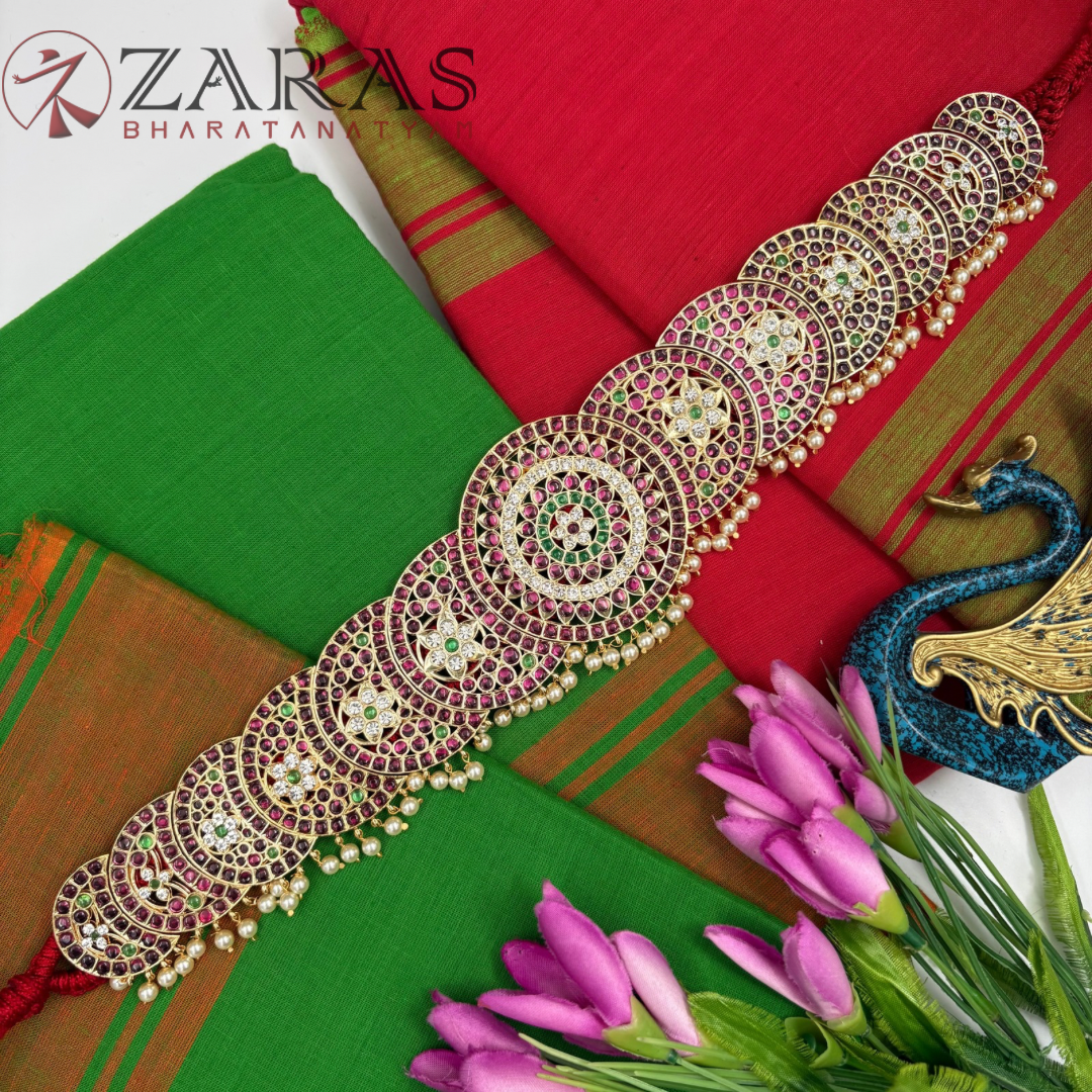 Bharatanatyam Dance Premium Jewellery - Round Moon PG Kemp CS Hip Belt (Ottiyanam)