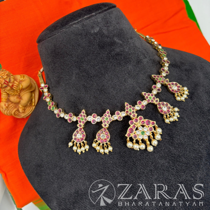 Bharatanatyam Dance Premium Jewellery - Leaf & Thilagam Necklace PG Kemp Beads