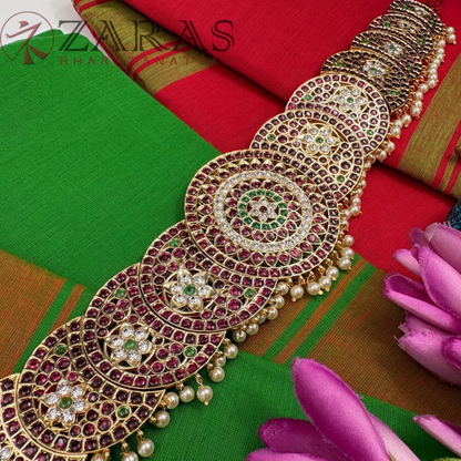 Bharatanatyam Dance Premium Jewellery - Round Moon PG Kemp CS Hip Belt (Ottiyanam)