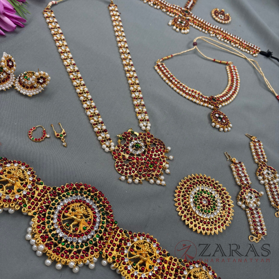 Bharatanatyam Dance Jewellery - Sow, Leaf & Natraj Full Set RG Kemp CG