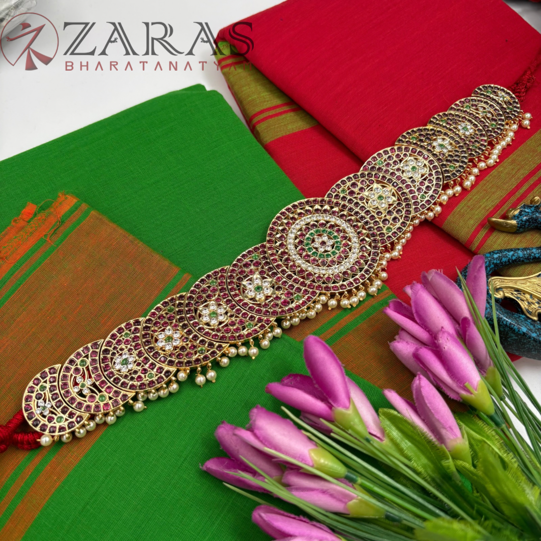 Bharatanatyam Dance Premium Jewellery - Round Moon PG Kemp CS Hip Belt (Ottiyanam)