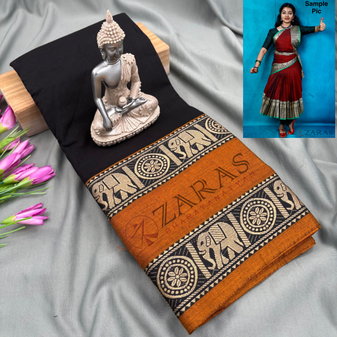 Ready-to-wear Dance Practice Sarees – Pre-Stitched (Set of 3 Pcs – Skirt, Pallu & Side Fan without Blouse) D Elephant