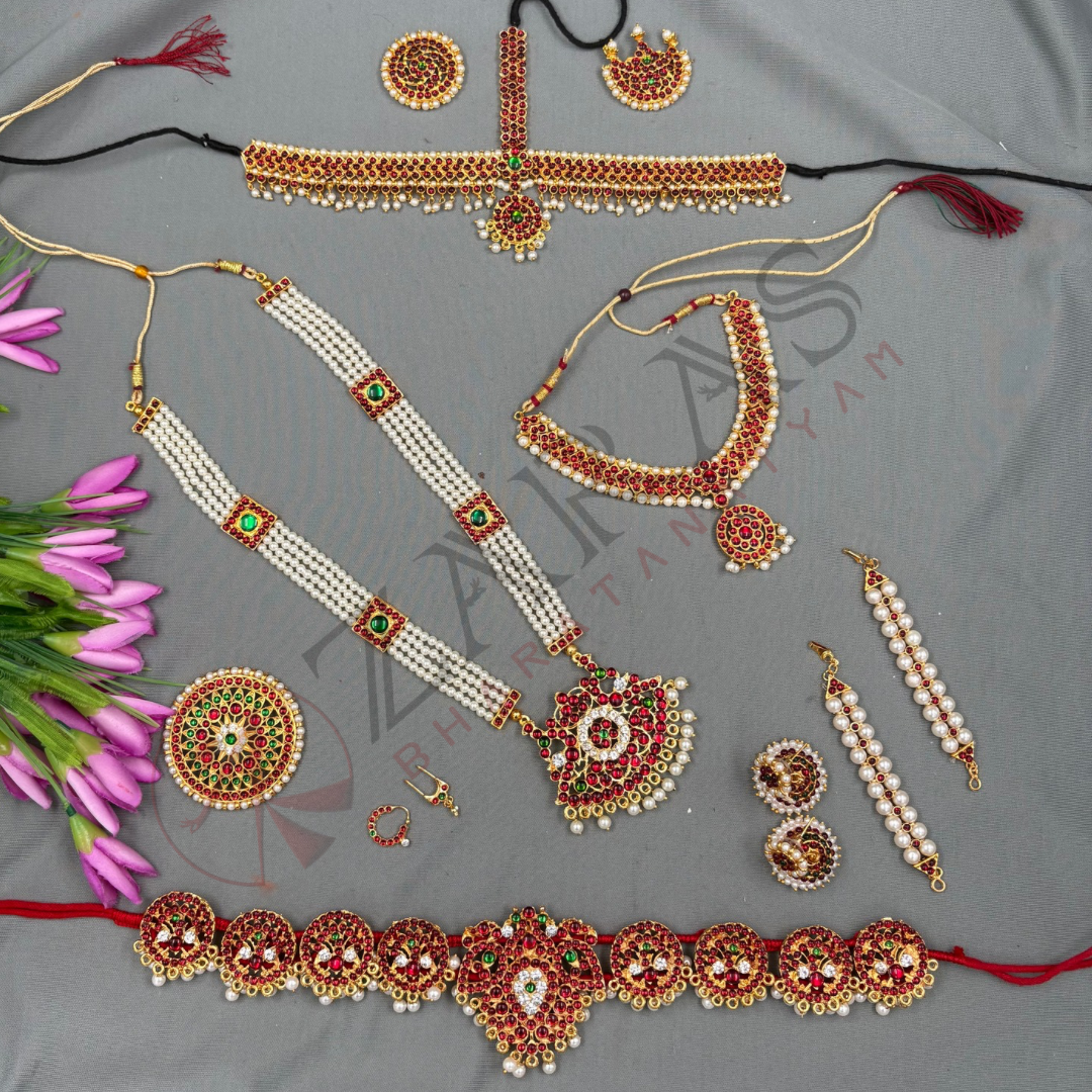 Bharatanatyam Dance Jewellery - V & Leaf Full Set RG Kemp CG