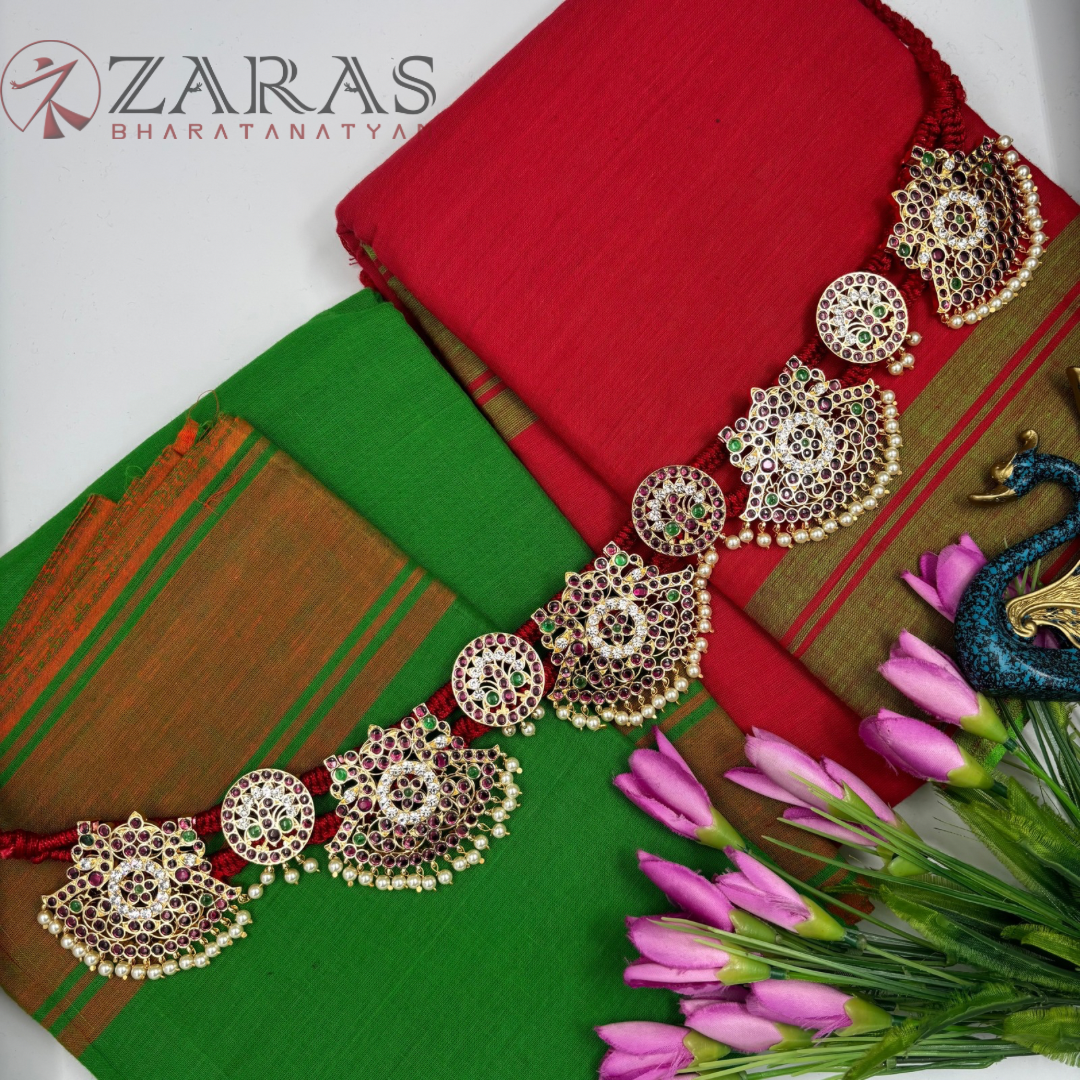 Bharatanatyam Dance Premium Jewellery - SM Padak & Peacock PG Kemp CS Hip Belt (Ottiyanam)