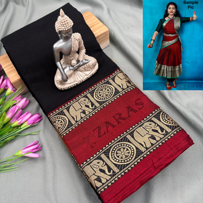 Ready-to-wear Dance Practice Sarees – Pre-Stitched (Set of 3 Pcs – Skirt, Pallu & Side Fan without Blouse) D Elephant