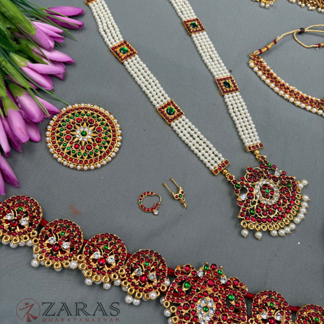 Bharatanatyam Dance Jewellery - V & Leaf Full Set RG Kemp CG